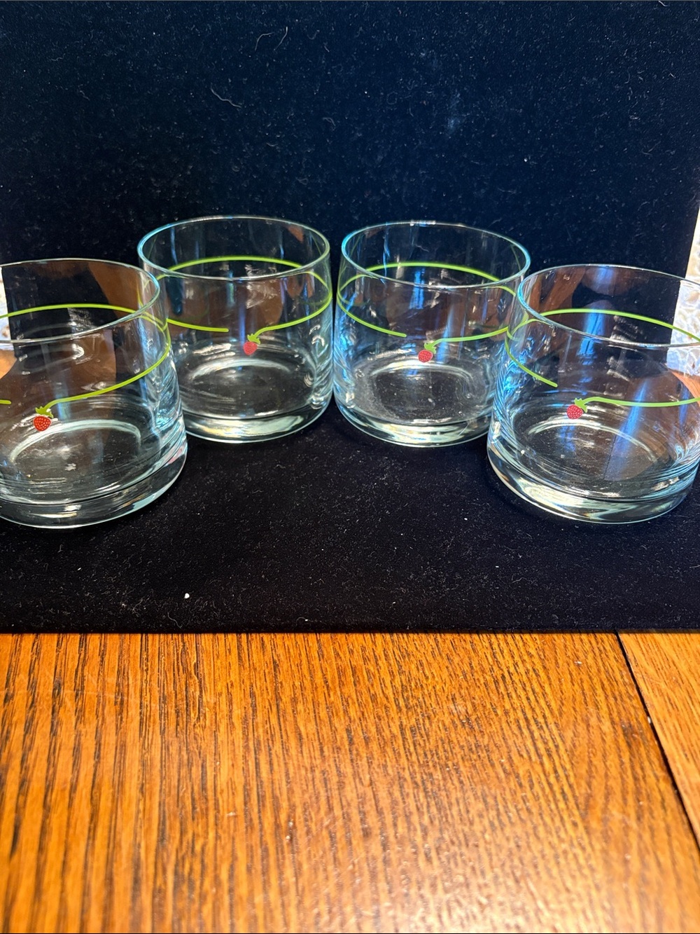 Corelle Clear Tumblers with Lime Stripe and Red Berry Accent (Set of 4)